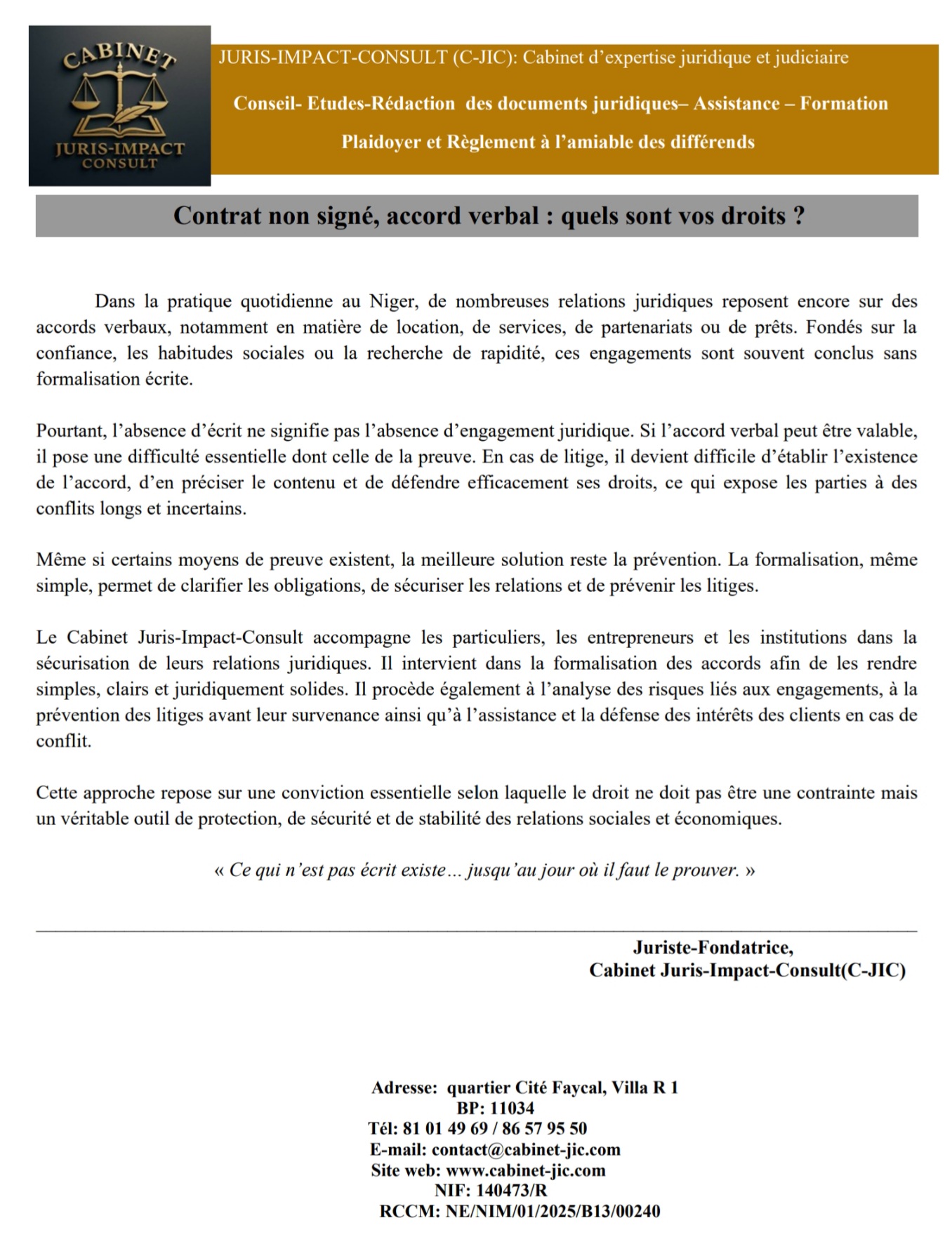 Redaction de contrat