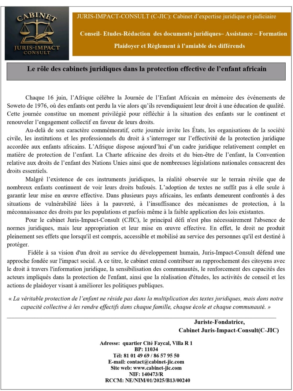 Protection des Enfants