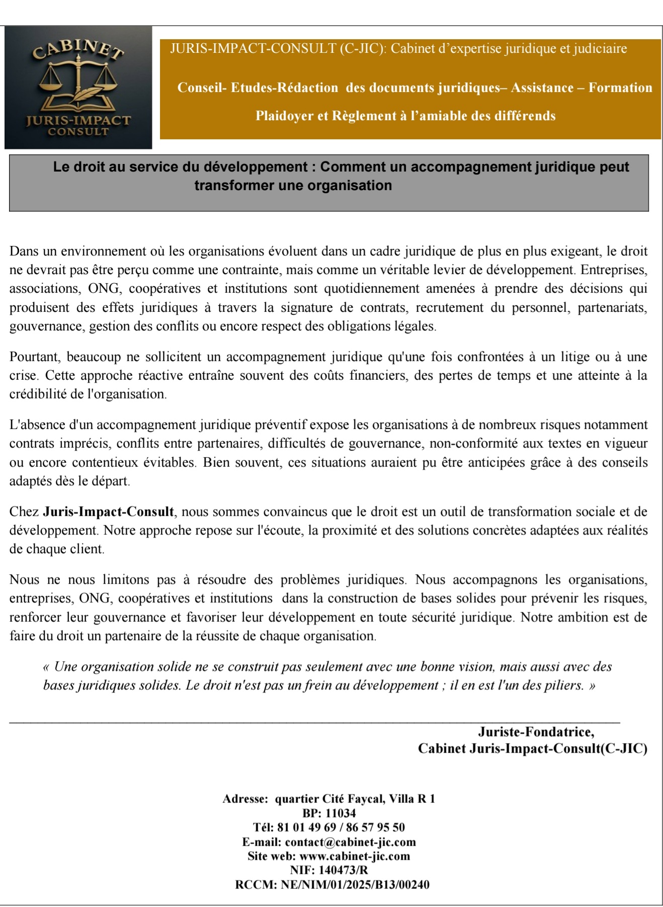 Accompagnement juridique