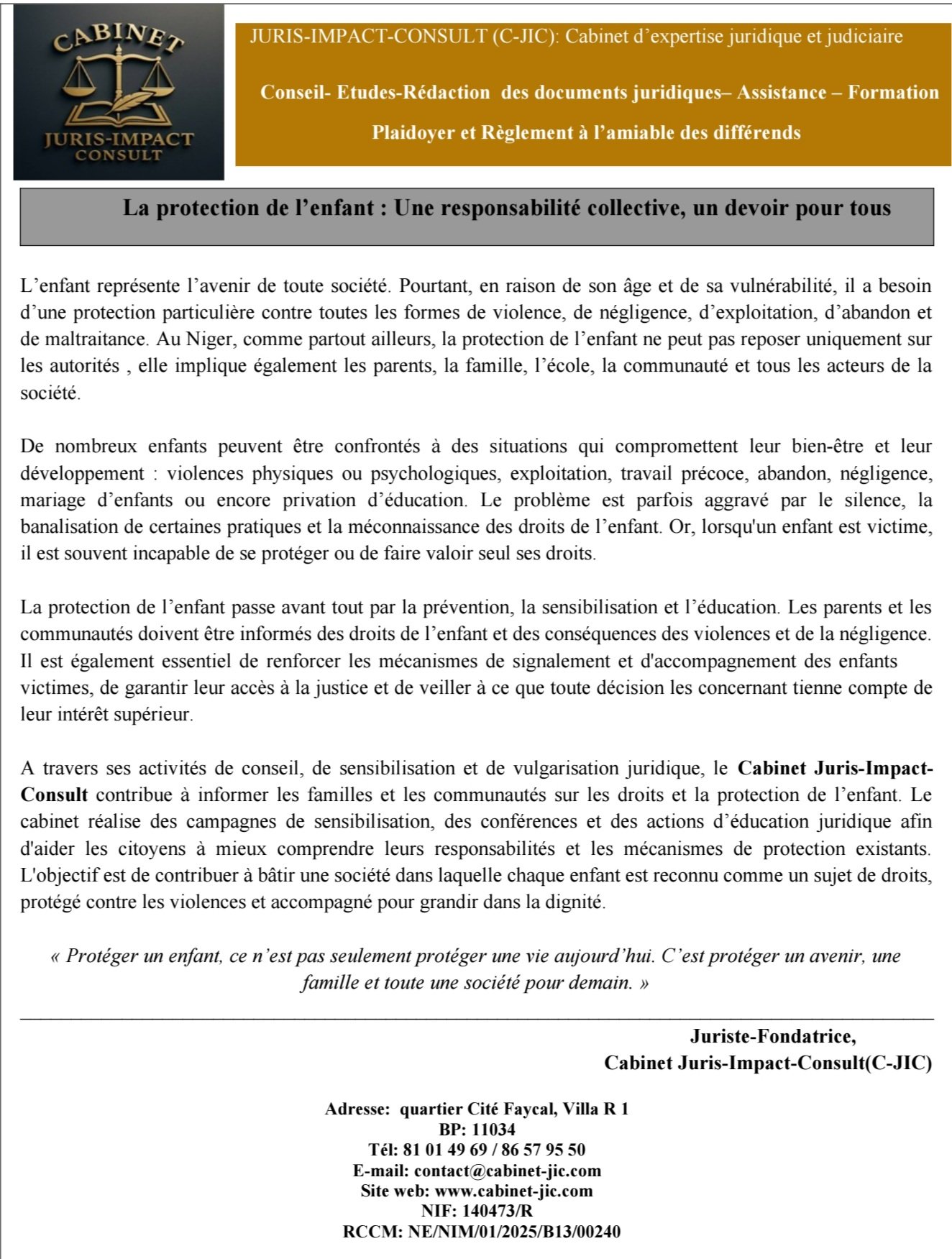 Protection de l'enfant