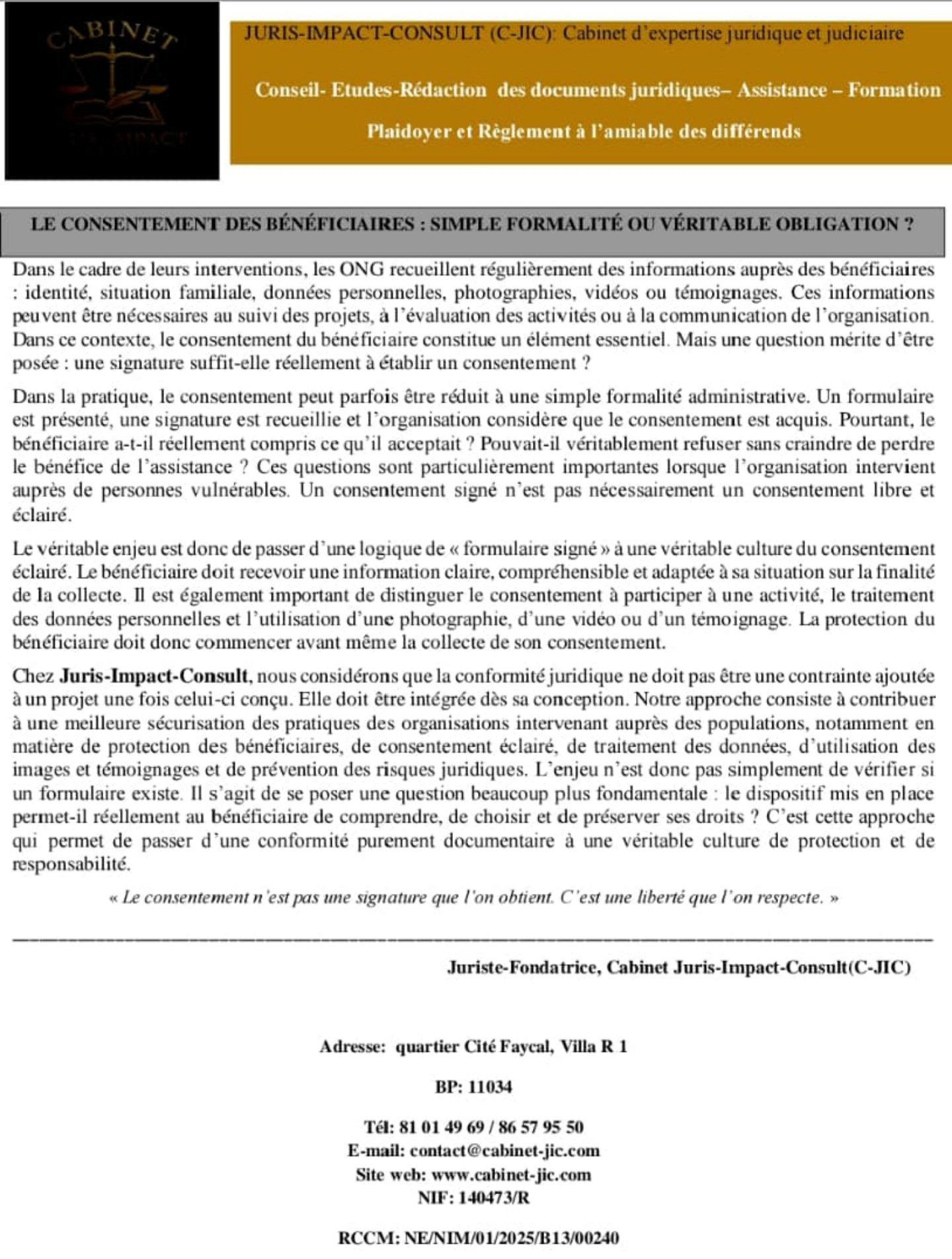 Sensibilisation: ONG et Bénéficiaires