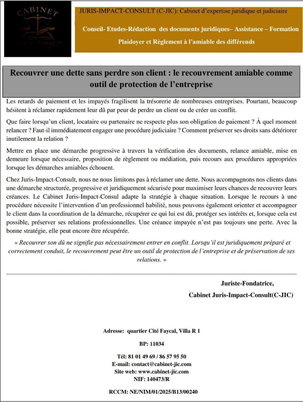 Recouvrement amiable